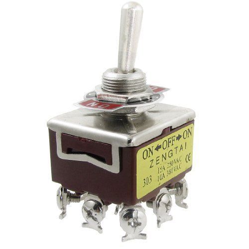 uxcell AC 250V 15A 380V 10A ON/OFF/ON 3 Position 3PDT 9 Screw Terminals Toggle