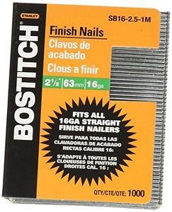 BOSTITCH SB16-2.5-1M 2-1/2-Inch-by-16-Gauge Bright Finish Nail 1,000 per Box