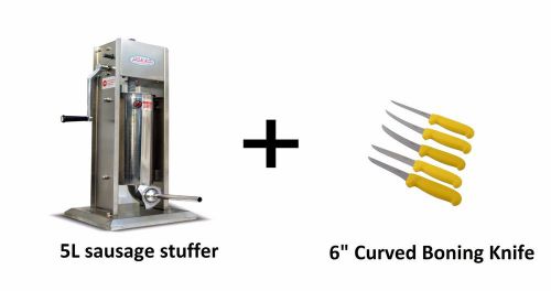 5L/11LB 2-Speed Vertical Stainless Steel Meat Press With 6&#034; Curved Boning Knife