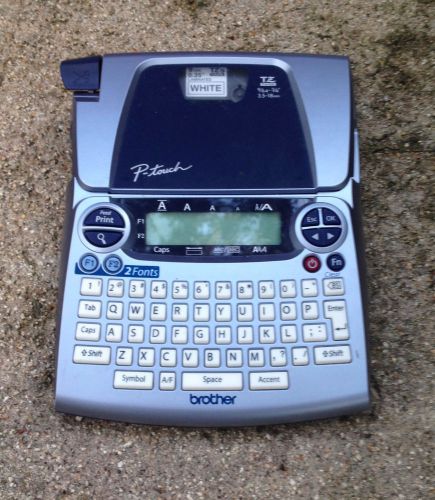 Brother PTouch Model PT-1880 Blue Silver Fancy Label Maker 2 Fonts, w/ some tape
