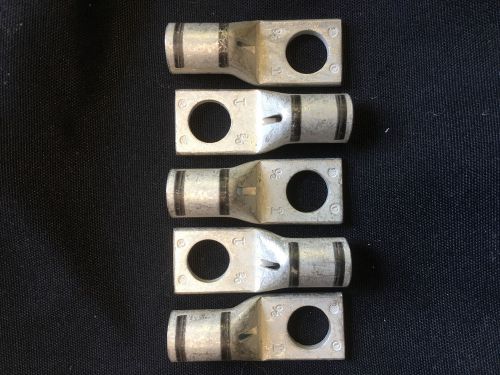 Copper heavy duty lugs for no.2/0 wire 1/2&#034; hole, lot of 5 for sale