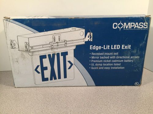 NIB Compass CELR1RNE Edge-Lit LED Emergency Exit Sign Red Recessed Mount (F-28)