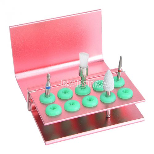 New Dental FG RA Burs Block Disinfection Autoclave Holder Case 10 Silicon Holes