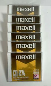 MAXELL CD-R74 650MB 74 Min. Writable CD-R 1x-8x compatible Lot of 6