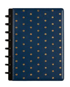 TUL Limited Edition Discbound Leather Notebook, Junior Size, Navy Blue | NEW