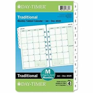 Day-Timer 2020 Monthly Planner Refill 5-1/2&#034; x 8-1/2” Desk Size 4 Two Pages P...
