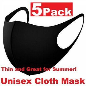 5 Pack Black Face Mask Reusable Washable Masks Cover Fashion Men Women USA