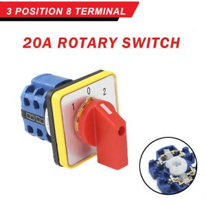 20A 3 Position 2 Pole Rotary Selector Universal Rotary Cam Changeover Switch
