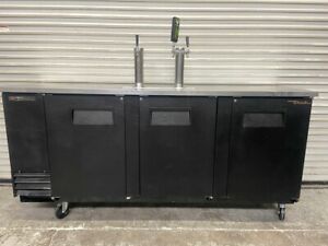 3 Door Back Bar Draft Beer Cooler NSF Kegerator Refrigerator True TDD4 Keg #6156