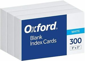 Oxford Blank Index Cards, 3&#034; x 5&#034;, White, 300 pack (10013) FREE SHIPING