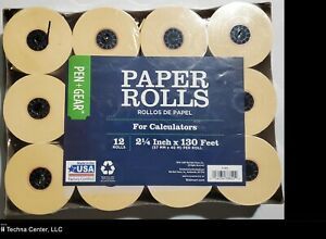 Paper Rolls for Calculators, 12/Pack, 2 1/4in x 130 Ft