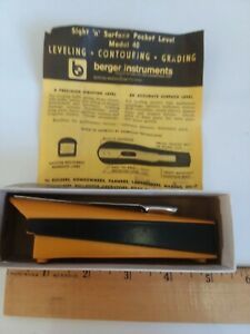 Vintage BERGER INSTRUMENTS Model 40 Sight &amp; Surface Pocket Level - MADE IN USA-