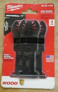 Milwaukee 49-25-1103 Multi-Tool High Carbon Steel Blade (3-Pack) for Wood NEW