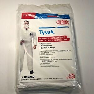 Dupont Tyvek Coveralls Open Wrists &amp; Ankles Size Large/XLarge #14323 1-Pack