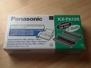 New Panasonic KX-FA136 2 Roll Pack Genuine Fax Ink Film Original Box