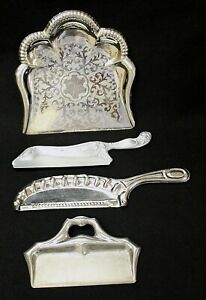 Crumb Pans, Aluminum &amp; Chrome Finish, Group of 4,