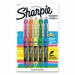 Sharpie Liquid Pen Style Highlighters, Chisel Tip, Assorted, 5/Set (SAN24575PP)