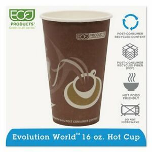 Evolution World 16-oz. Recycled Hot Cups, 1,000 Cups (ECP EP-BRHC16-EW)