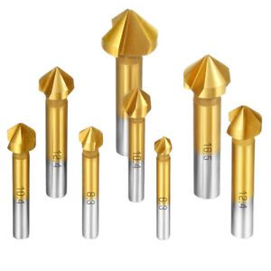 2X(8 Pcs HSS Countersink Drill Bit Set 90 Degree Countersink Bits Titanium