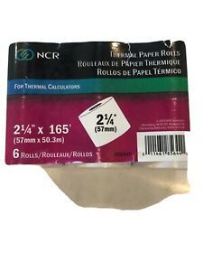  NCR Thermal Calculator Rolls 2 1/4  x 165&#039; White Pack of 6 rolls