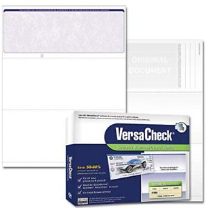VersaCheck Secure Checks - 250 Blank Business Voucher Checks - Blue Classic - -