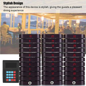 Wireless Paging Pager Calling Equipment System 1 Transmitter+30 Coaster Pagers.