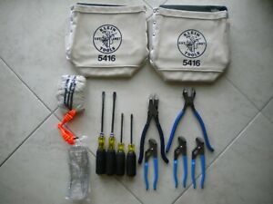 10pc Klein tools  Screwdrivers, Nut Drivers, Pliers, bags, + 3pc. Channellocks..