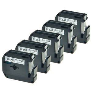 5PK Black on Clear Labelling Tape Cassette For Brother M-K121 M121 P-touch 9mm