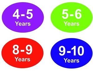 Coloured Baby &amp; Childrens Clothes Size Stickers - Sticky Labels - 8 - 9 Years