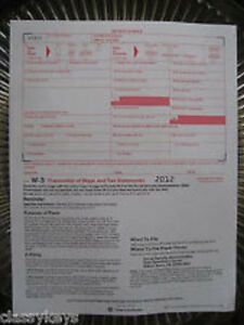 Free Ship! 2012 IRS Form W-3 Transmittal of Wage &amp; Tax Stmts (for W-2s to SSA)