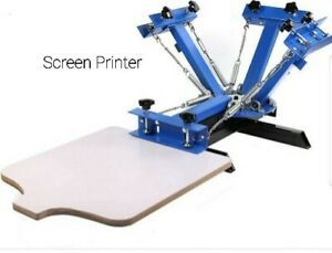 Screen Printer 4 Color Press,Flash Drying Cabinet, 6 screens, inks, Chemicals