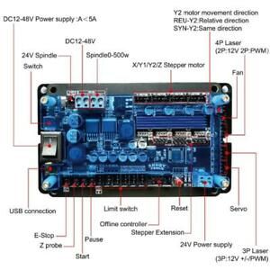 GRBL1.1 3 Motor Controller Dual Y Axis USB Driver Support 500W/300W Limit Switch