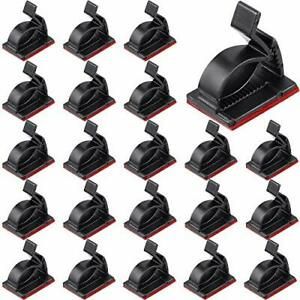 120 Pieces Mini Outdoor Cable Clips with Adhesive Tapes Self Medium Black