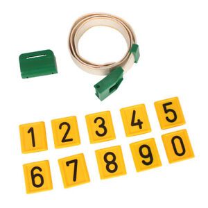 Cow Cattle Adjustable Collar Neck Strap &amp; 10Pcs Number Cattle Identification,