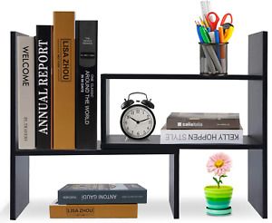 Hossejoy Wood Adjustable Desktop Storage Organizer Display Shelf Rack, Office Su