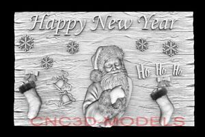 3D Model STL for CNC Router Artcam Aspire Happy New Year Santa Claus D756
