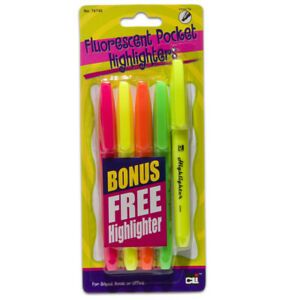 CHARLES LEONARD 76740ST POCKET HIGHLIGHTERS 12 SETS OF 5