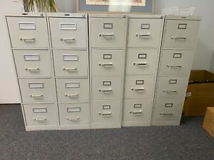 Five 4-Drawer Letter Size Metal Filing Cabinets Used Pick Up HON GLOBAL PREMIER