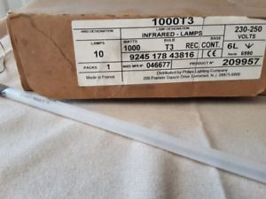 209957 100T3 Quartz Infrared Lamp 6&#034; Lead 1000W 230-250 Volt