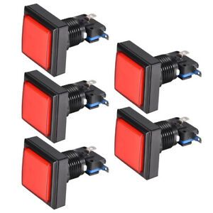 Game Push Button 44x44 Square 12V LED Illuminated Push Button Red 5pcs