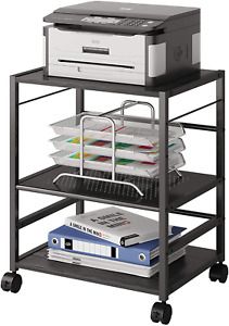 DEVAISE Mobile 3-Shelf Printer Stand with Adjustable Shelves, Modern Printer Car