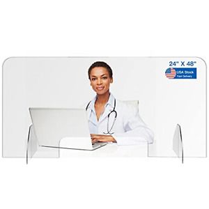 Plexiglass Sneeze Guard - Homesuit Economy 48&#034; W x 24&#034; H Protective Freestanding