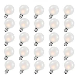 SUNSGNE 25 Pack G40 Frosted White Bulbs Outdoor Globe Replacement Bulbs with 5