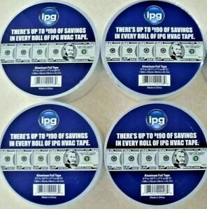 4 Rolls IPG Aluminum HVAC Foil Tape 1.88&#034; x 50 yd High Tack Pressure Sensitive