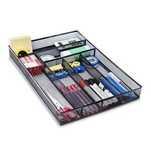 Desk Drawer Organizer with 6 Compartments, Mesh Drawer Organizer 6 grid Black