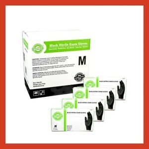 Supply Master 400 Black Nitrile Exam Gloves Medium Disposable 4x 100 per box