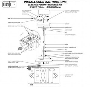 PMLXW White LX Series Pendant Mounting Kit 12-1/2&#034; Dual Lite for EXIT Sign