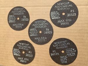 Norton 3&#034; A60-0 Metal Reinforced Cut-Off Wheels,  New - (5 Pack)