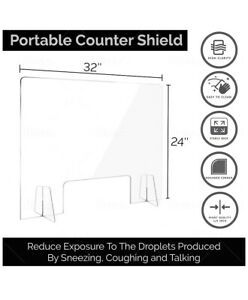 SNEEZE GUARD 32&#034; x 24&#034; Acrylic SHIELD Barrier for Cashier CHECKOUT COUNTER Desk