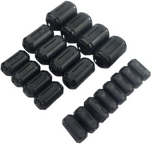 Clip-On Ferrite Ring Core RFI EMI Noise Suppressor Cable Clip Black Pack of 20